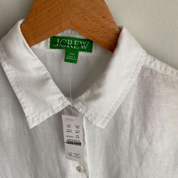 NWT J. Crew White Relaxed-fit beach shirt in linen-cotton blend SZ Various - Picture 8 of 9